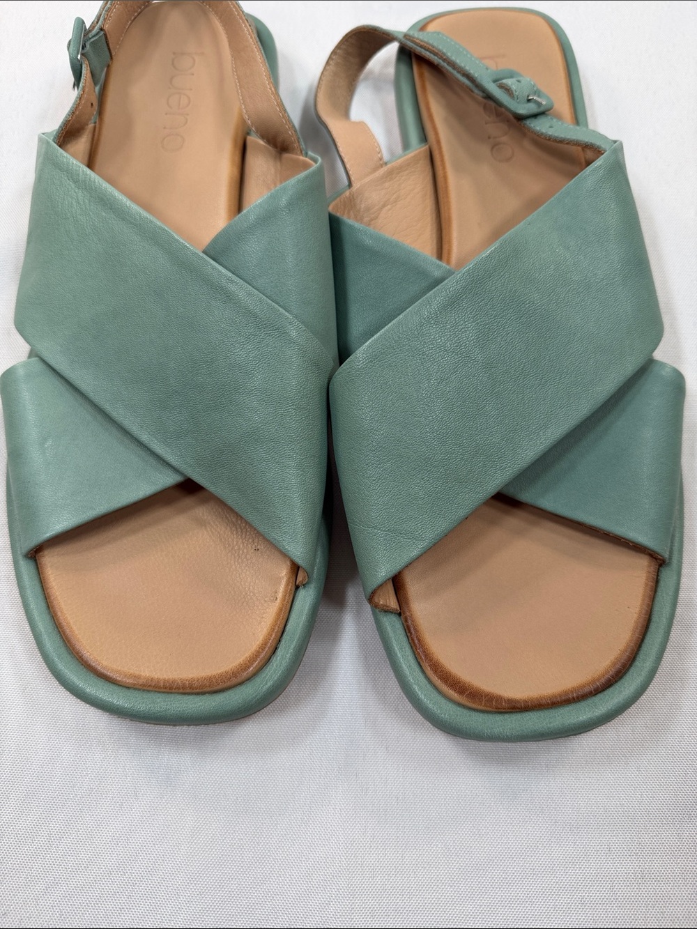 Bueno Elwood Sandals Women’s 11 EU 42 Seafoam Green Leather Slingback - Picture 2 of 9